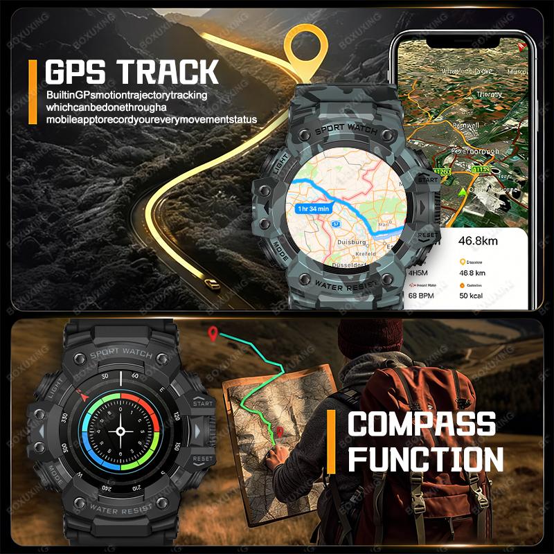 Новые Военные Уличные Умные Часы Мужские Компас Пульс BT Звонок Светодиодный Фонарик IP68 Водонепроницаемые Умные Часы Для IOS Android
