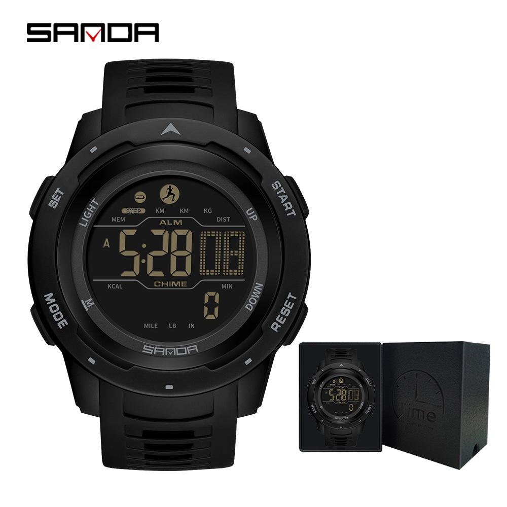 Универсальные спортивные часы SANDA: Вечный календарь, Будильник, Двойное время, Шагомер.