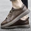 Men's Genuine Leather Shoes Male Comfortable Outdoor Sneakers Fashion Lace-Up Casual Shoes 2024 New All-match Fashion Flats