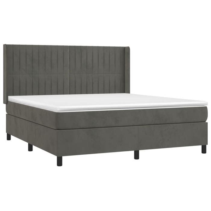 Maison Exclusive - Sommier à lattes de lit et matelas Gris foncé 180x200cm Velours