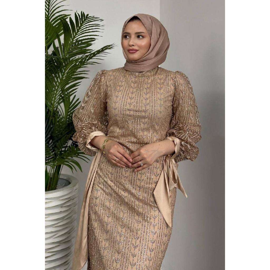 Вечернее платье-карандаш с блестками Didem, черное