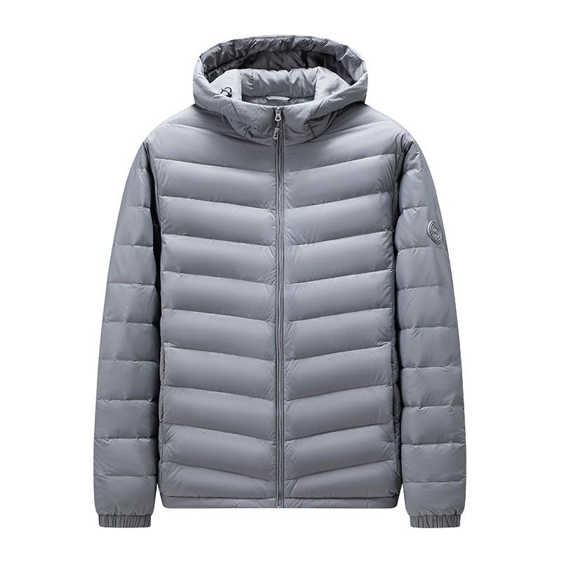 Mens Lightweight Hooded Down Jacket 90% White Duck Thin Winter Coat Urban Casual Wear