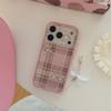Корейский розовый клетчатый чехол с мультяшной обезьяной для iPhone 16/17 Pro Max и 15p/14