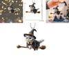 Acrylic Flat Surface Car Pendant With Magical Cat Riding Broom Design For Vehicle Interior Decor