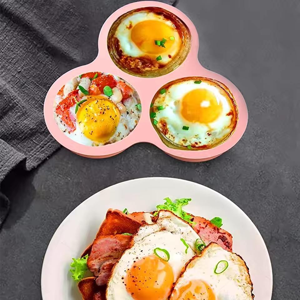Силиконовая форма для яиц Форма для яиц для аэрофритюрницы Многоразовая 3-ячеечная форма для выпечки маффинов и кексов Кухонные аксессуары для приготовления пищи