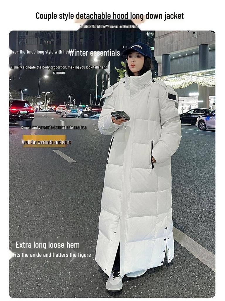 Унисекс длинная пуховая куртка до щиколотки - Осенне-зимняя повседневная в корейском стиле