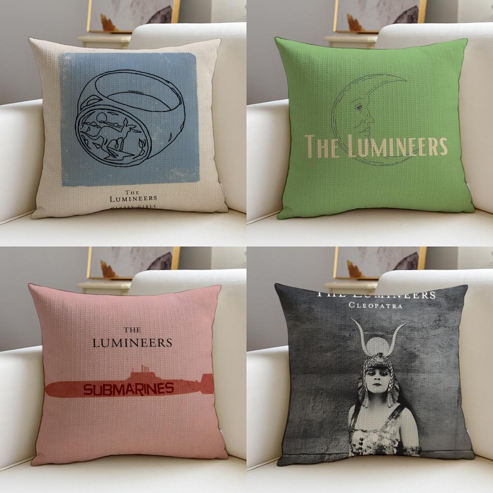Folk TThe LumineersS Cushion Cover Breathable and skinfriendly linen pillowcase square removable and washable cushion