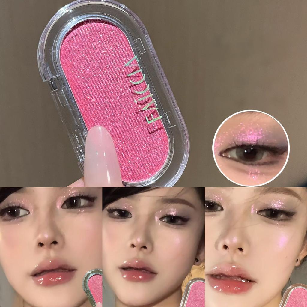 Pearlescent Pink Eyeshadow Palette 3D Face Brighten Highlighter Smooth Texture Face Contour Shimmer Highlighting Palette Makeup