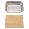 Stainless Steel Dish Basin Tub with Wooden Cover Lid Multifunction Sink Fruit Vegetable Washing