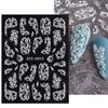 Adhesive Decals Winter Sliders Lace Embossed Flower Wedding Design Nail Stickers White 5D Acrylic