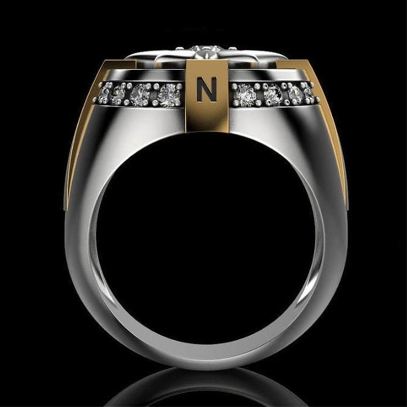 Винтажное двухцветное мужское кольцо золотого цвета, скандинавская мифология, компас викингов, циркониевое кольцо, амулет, ювелирные изделия