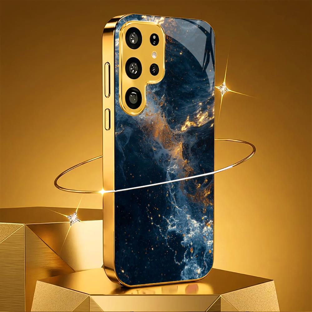 Nebula Роскошный Высококачественный Чехол для Телефона Электроокрашенное Стеклянное Чехол для Телефона для Samsung Galaxy S26 S25 S24 S23 S22 S21 FE, Ultra, Plus