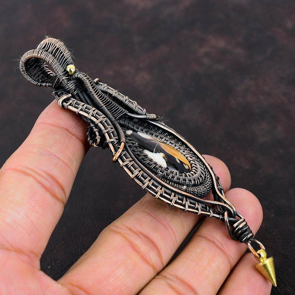 Подвеска из арахисового дерева, яшмы, медная проволочная обертка, ювелирные изделия ручной работы, подвеска из настоящего драгоценного камня, медные ювелирные изделия, подарок для женщин, антикварные подвески