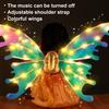 Электрические крылья бабочки-феи со светодиодной подсветкой, светящиеся радужные крылья для девочек, женщин, костюм для ролевых игр для вечеринки, Рождества