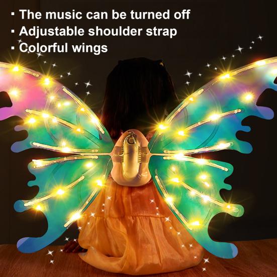 Электрические крылья бабочки-феи со светодиодной подсветкой, светящиеся радужные крылья для девочек, женщин, костюм для ролевых игр для вечеринки, Рождества
