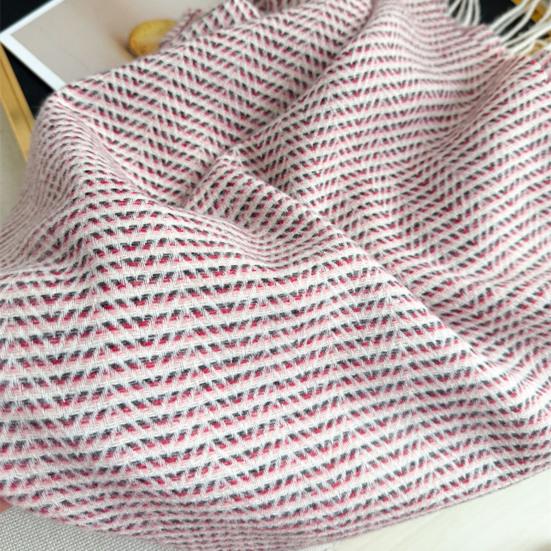 Women Scarf Striped Print Long Scarf Shawl with Tassel Trim Versatile Design Comfortable Shawl Wrap Fashion Accessories