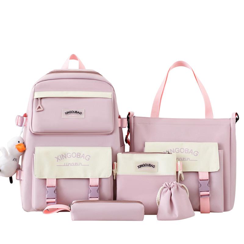 Студенческий школьный рюкзак с буквенным блоком, цветной женский рюкзак большой емкости, набор