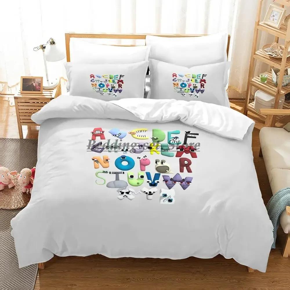 Комплект постельного белья Alphabet Lore Single Twin Full Queen King Size Комплект постельного белья Aldult Kid Bedroom Duvetcover Sets Anime Bed Sheet Set