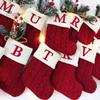 Christmas Sock Ornament with Lanyard Large Capacity Rich Color Classic Letter Design Stocking Hanging Decoration