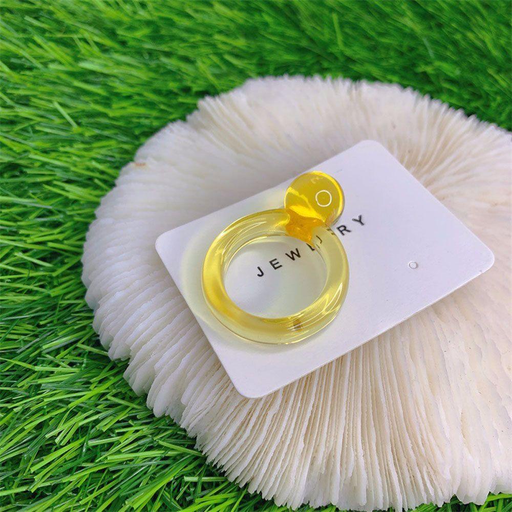 Resin Acrylic Smooth Geometric Candy Color Finger Ring Crystal Ball Resin Rings Fashion Jewelry