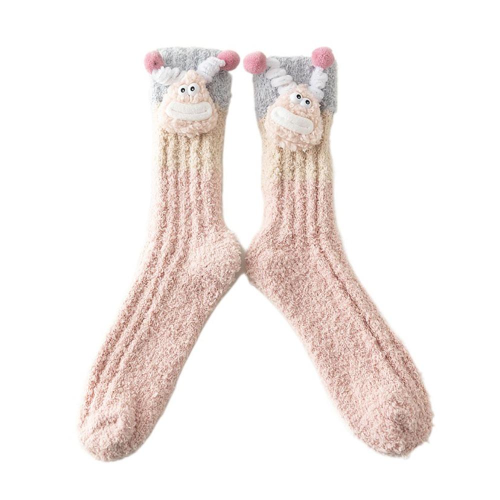 Non-Slip Cartoon Plush Socks Thicken Thermal Warm Socks Coral Fleece Socks Women Autumn Winter