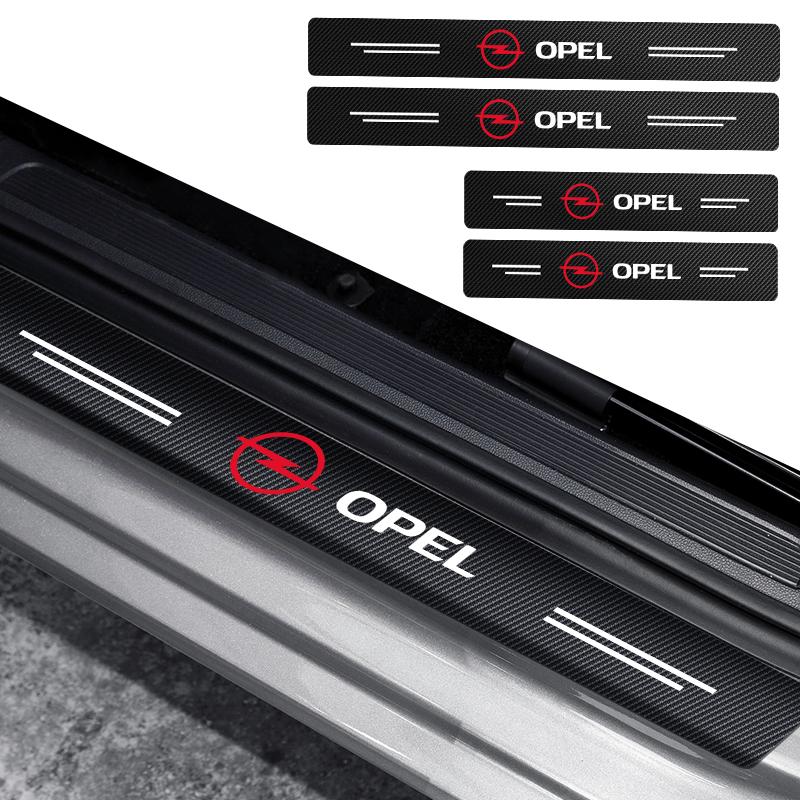 Car Door Sill Scuff Plate Decor Carbon Fiber Stickers For Opel Corsa