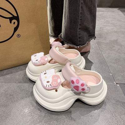 Милая мультяшная пляжная сумка Hello Kitty, тапочки-голова, носить весной и летом 2025 года, новые нескользящие удобные прохладные тапочки на толстой подошве