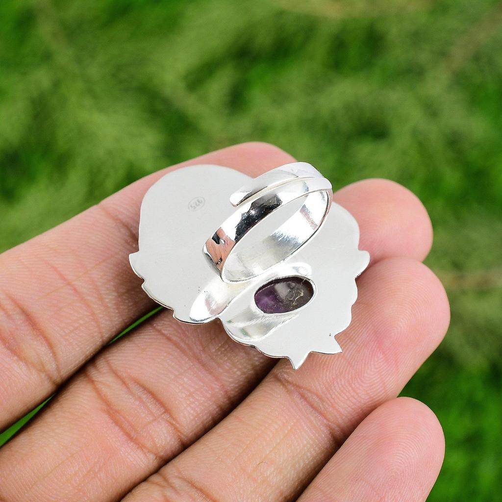African Amethyst Stone Stackable Statement Bezel Ring Jewelry Sterling Silver