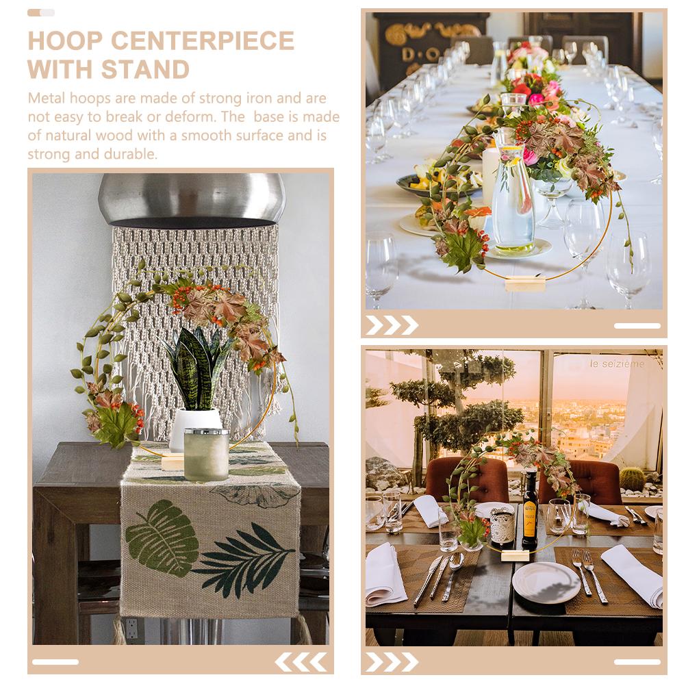 2 Набора Гирлянда Обруч Украшение Центральные элементы для столов Ловец снов Круглая Рамка для венка Золотой с подставкой Цветочные обручи Металлические кольца