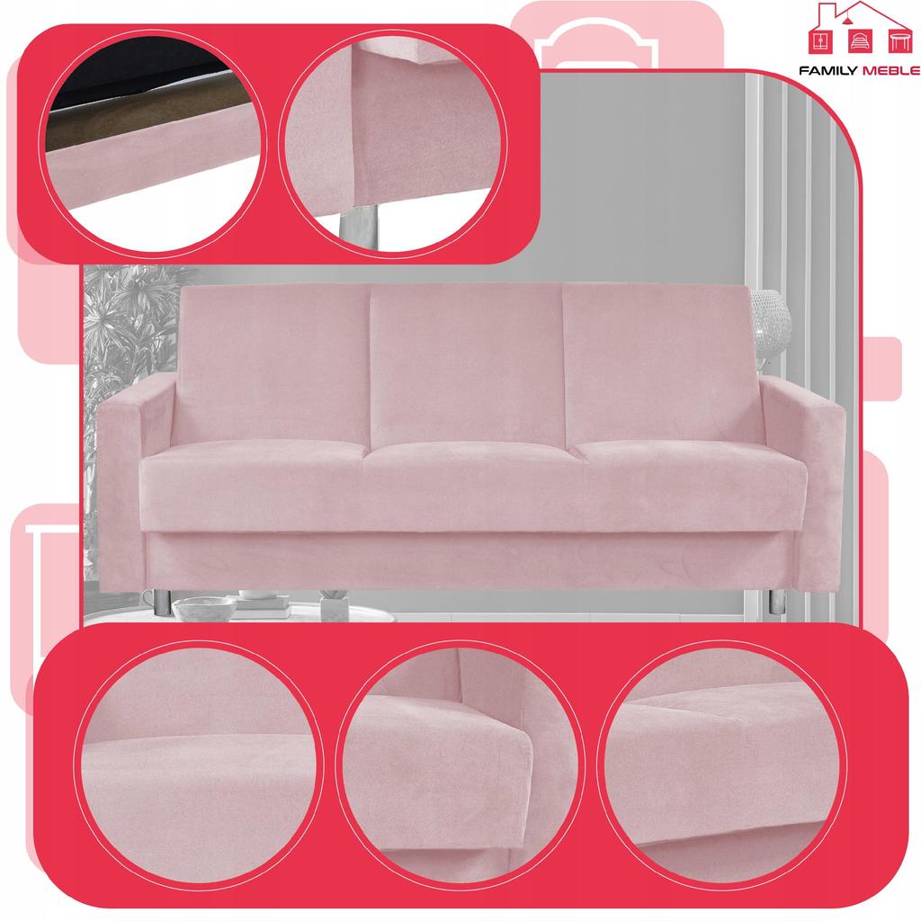 Sofa Sofa Alicja Sofa Bed Bonell Bed Family Furniture Pink