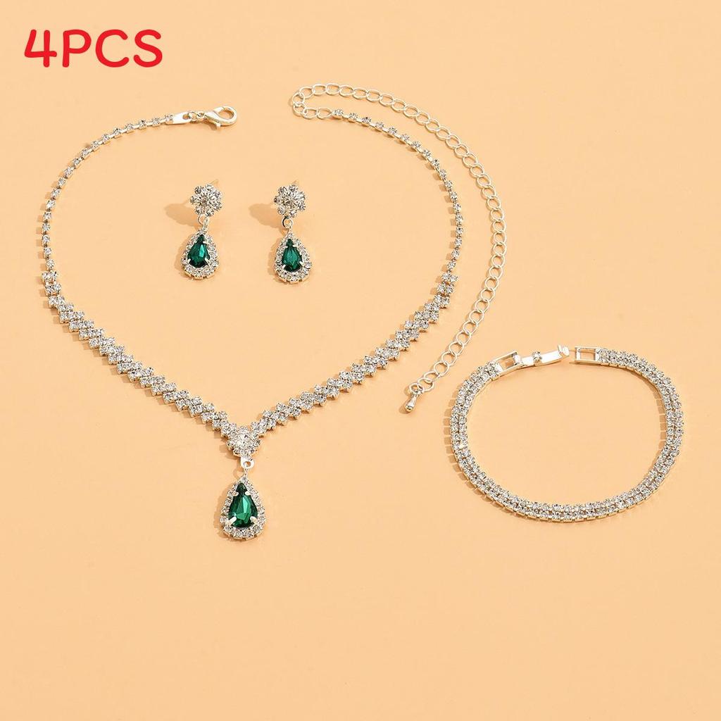 Waterdrop Jewelry Set With Crystal Embellishments For Bridal And Evening Wear