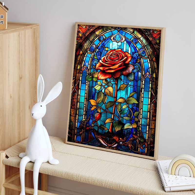 Disney 5D DIY Diamond Painting Decorations Rose Themed Stained Window Art Illustrations Diamond Embroidery and Rhinestone Cross Stitch Sets Handmade