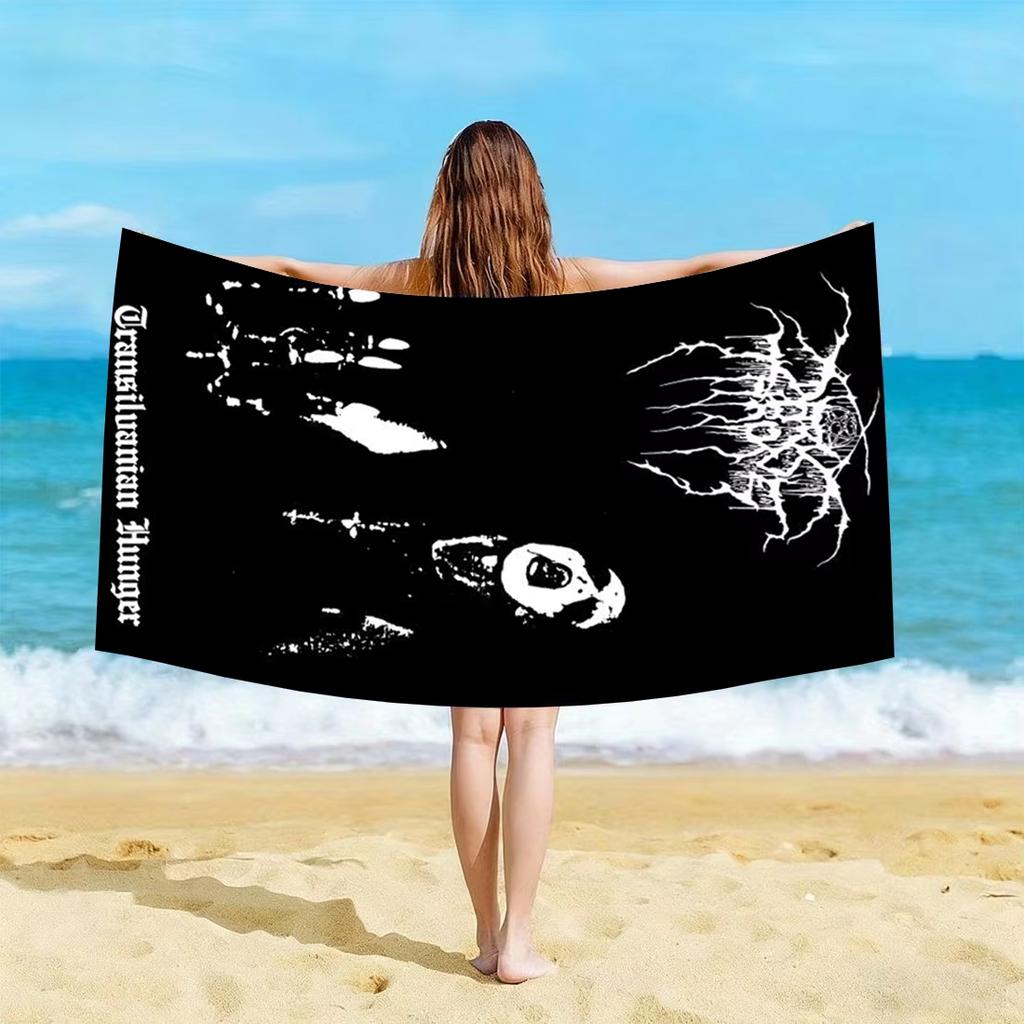 1pc D-Darkthrone Transilvanian Hunger Beach Towel Microfiber Quick Dry Bath Towel For Pool Beach Travel Black Metal Fans Gift