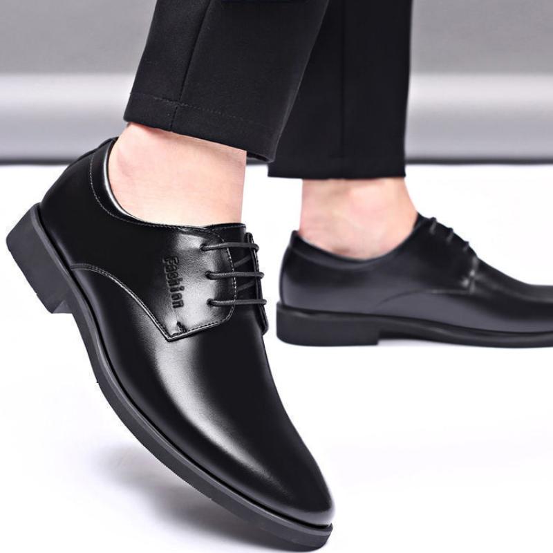 Весна-Осень Кожаные Туфли для Мужчин, Официальные Костюмы, Свадьба, Плоские Туфли-оксфорды В Британском Стиле, Повседневные, Нескользящие, Офисная Работа, Дизайнерская Обувь