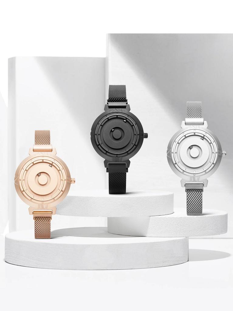 Магнитный шарикоподшипник кварцевый минимализм 36 мм серебристый серебристый нержавеющая сталь сетчатый ремень [EUTOUR] Часы, Дизайн, Женские часы, Часы, Повседневные, Водонепроницаемые,