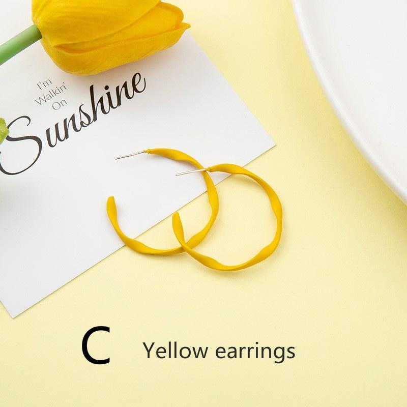 Желтые лимонные свежие серьги, женские летние новые серьги-джокеры, серьги с милым темпераментом