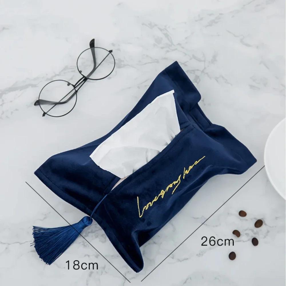 Набор коробок для салфеток из бархатной бумаги, ящик для хранения в машине, гостиной, столовой, сумка для хранения, кисточка, восточный стиль, без слов, чехол для салфеток