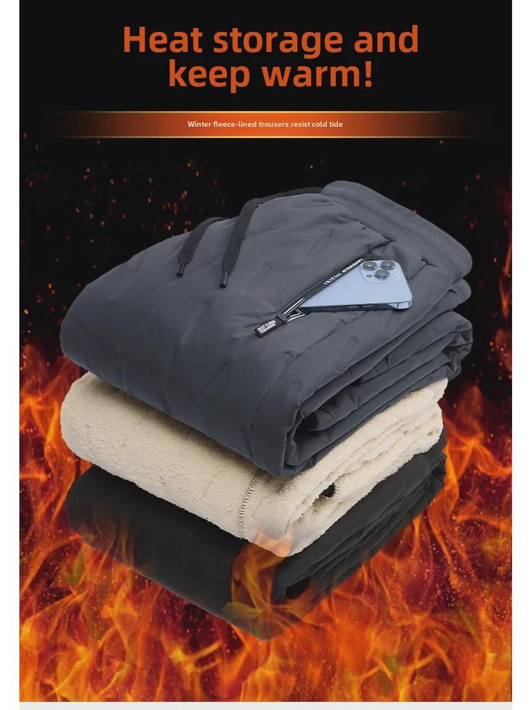 Мужские зимние шерстяные хлопковые брюки больших размеров - теплые, свободные, прямые повседневные брюки