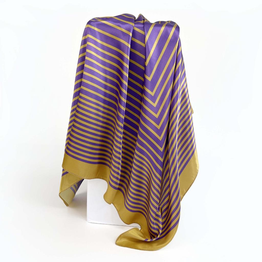 Fashion Ladies Silk Scarf Large Square Scarf 90cm Back Print Turban New Silk Satin Shawl Ladies Scarf