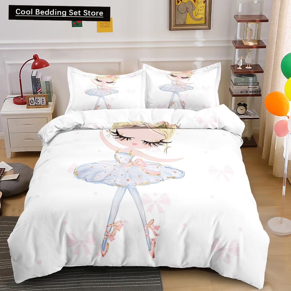 Мультяшный балетный танцующий девочка пододеяльник комплект постельного белья в стиле принцессы для двоих детей для девочек скандинавский покрывало для кровати полный двуспальный размер Queen King