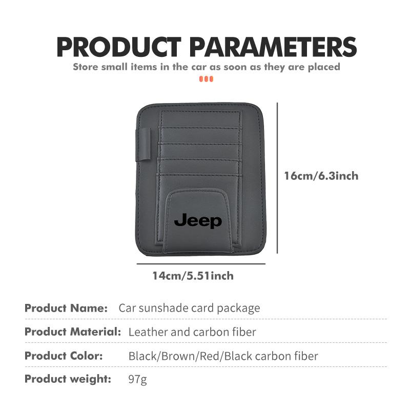 Car Sun Visor Glasses Clip Card Ticket Holder Accessories For Jeep Grand Cherokee Patriot Renegade Compass Wrangler AJX1