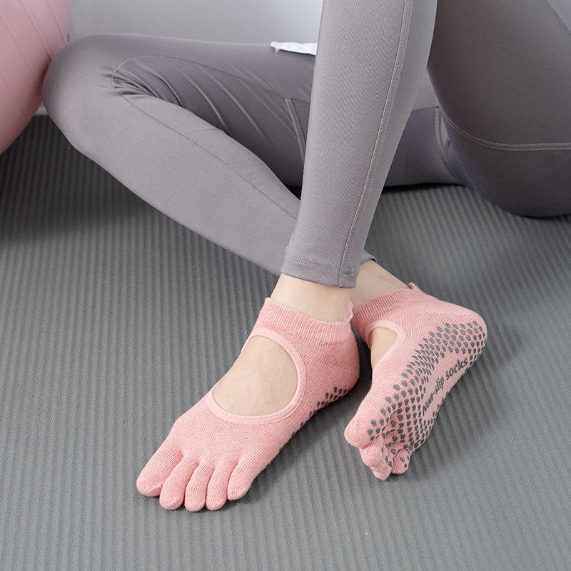 Носки ToeSox с открытой спиной, нескользящие, для йоги и пилатеса, с пятью пальцами — всесезонное качество