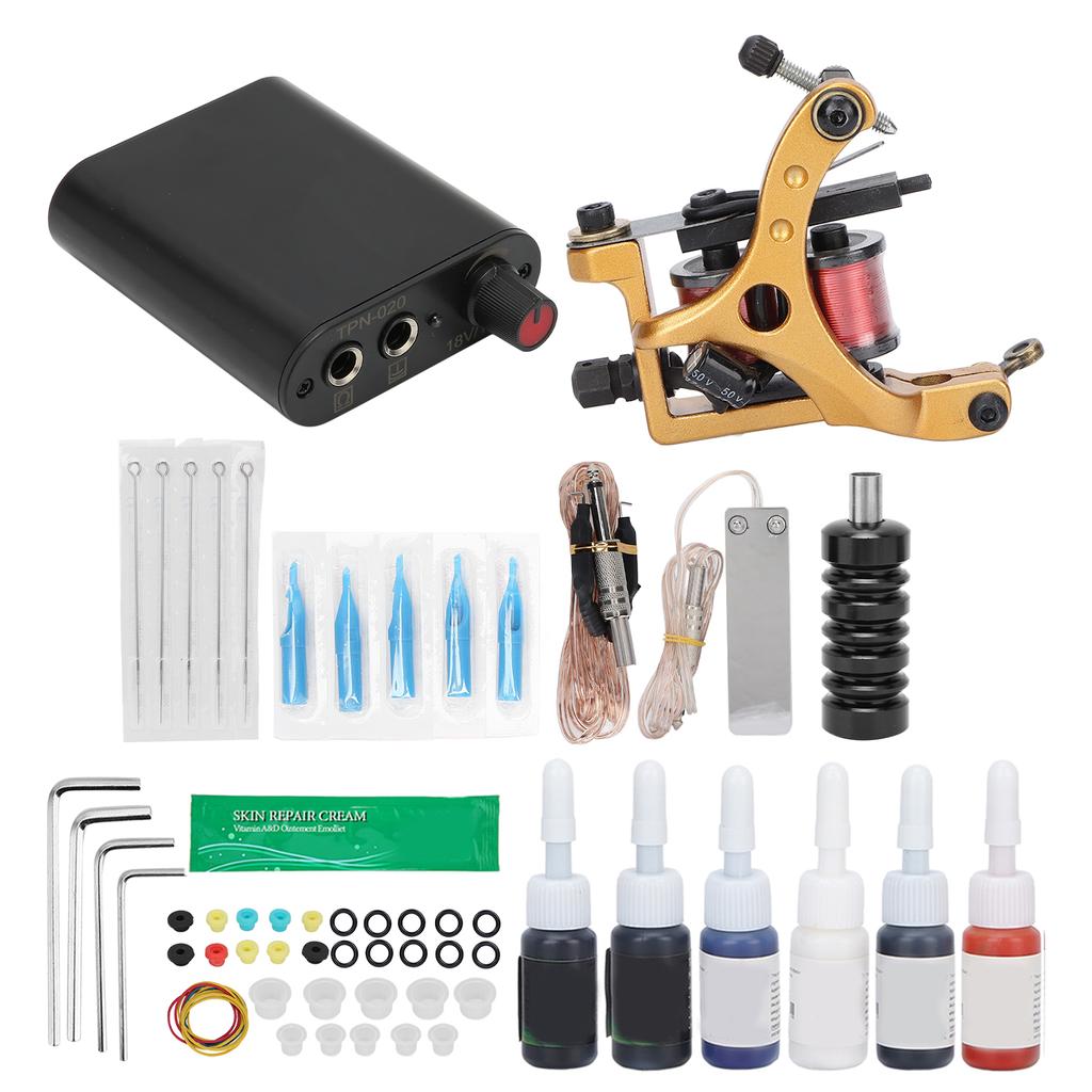 Complete Tattoo Kit Professional Tattoo Machine Gun Kit with 6 Ink Grommet Disposable Tattoo