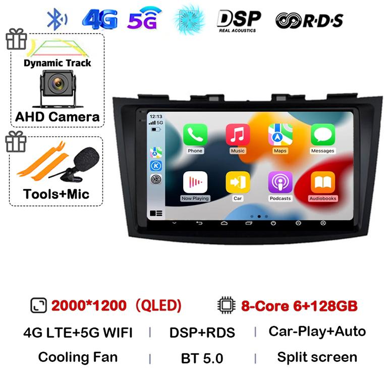 Android 14 Carplay Автомагнитола Для Suzuki Swift 4 2011 2012 2013 2014 2015 2016 Мультимедийный Видеоплеер Аудио GPS Стерео WIFI