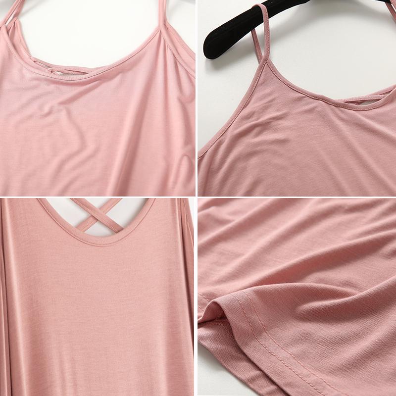 Женские ночные рубашки больших размеров, летние модальные ночные рубашки на бретельках средней длины, одежда для сна большого размера для женщин