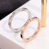 Titanium Steel Ring with Three Diamonds for Couples Stylish Thin Band Finger Ring Fashion Jewelry