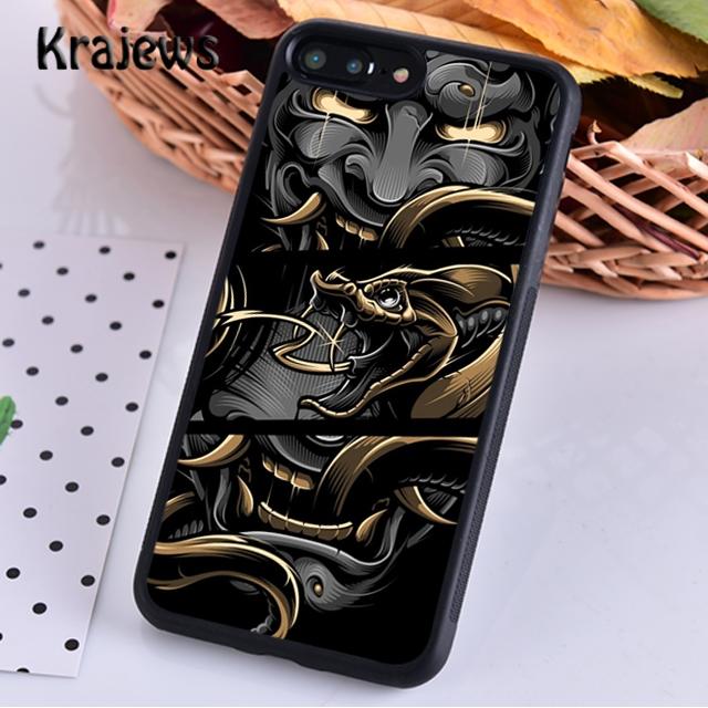 Krajews Японская маска демона Они Хання Чехол для телефона Cover Для iPhone 17 Air 16 15 14 plus 11 12 13 pro max Fundas
