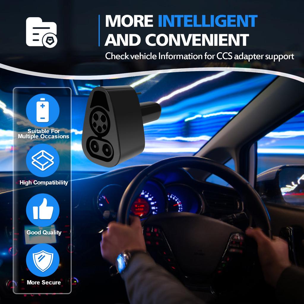 Адаптер быстрой зарядки Ccs 1, совместимый с Tesla Model 3/Y/S/X, 500 В постоянного тока, 250 кВт, стандартный адаптер зарядного устройства Ccs для автомобилей