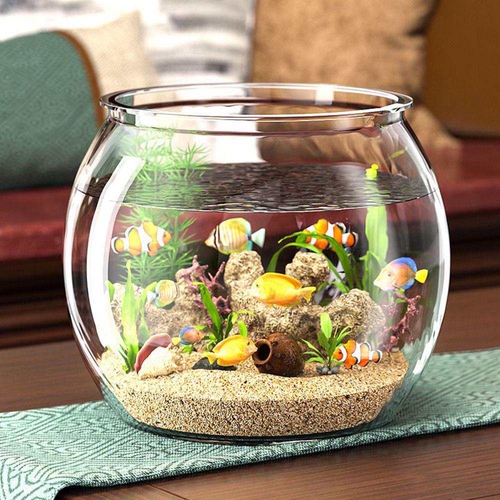 Plastic Desktop Fish Tank Ultra Clear Desktop Small Aquarium Round Fish Bowl Desktop Decoration