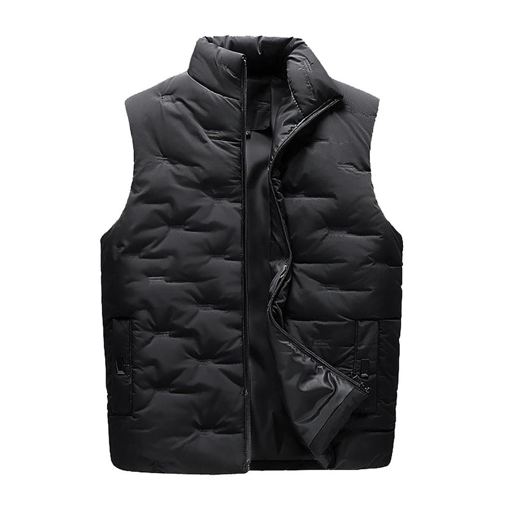 Men Winter Fashion Stand Collar Color Waistcoat Vest Jacket Top Coat